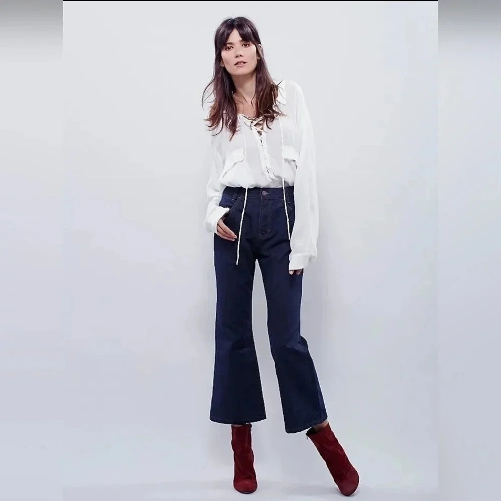 ❤️ Free People ❤️| Dark Wash Stormy High Rise Ankle Jean's Sz 24
